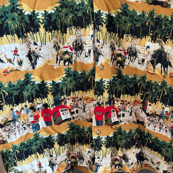 Roper Men's Short-Sleeve Button-Down Shirt in Mustard, Green, White - Picture 2 of 5